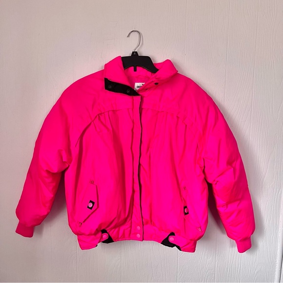 Vintage Obermeyer 80s Women’s Hot Pink Down Ski Winter Coat - Picture 1 of 7